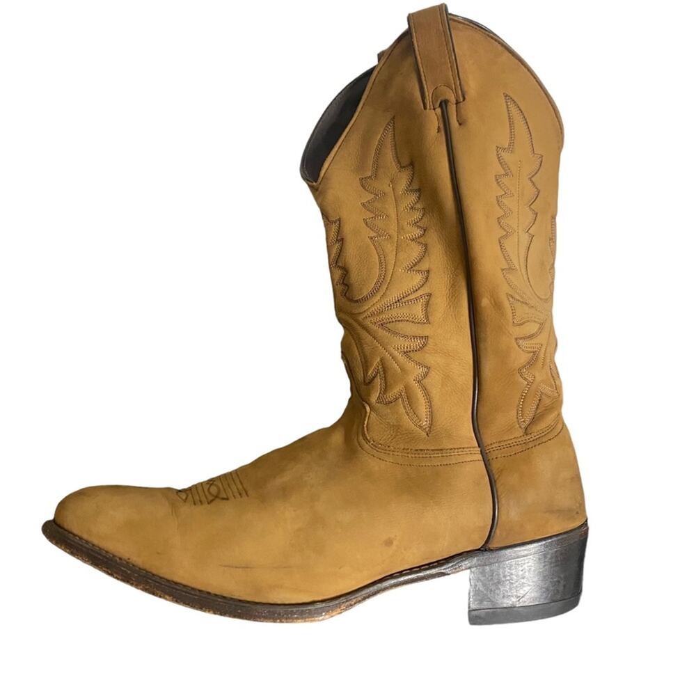 Men's Brown 13 Abilene Western Cowboy Rodeo Distressed Tanned Leather Boots - Picture 6 of 16